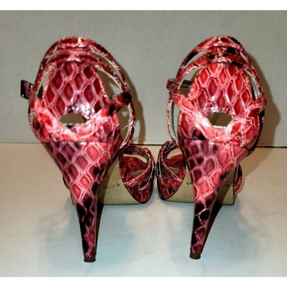 WHBM Faux Snakeskin Quinn Strappy Heel Peep Toe - Size 6M - Picture 6 of 11